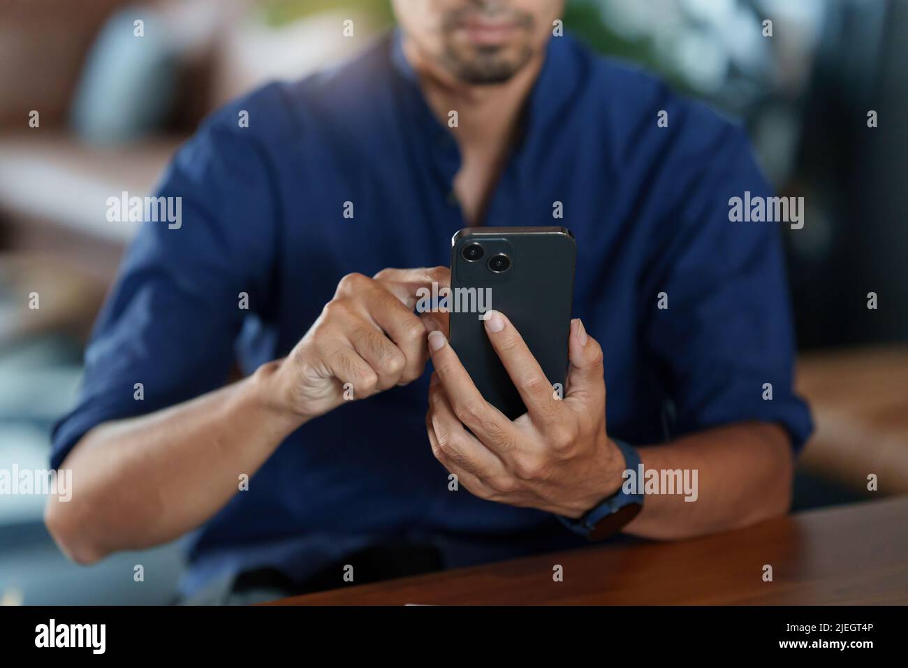 Businessman completes KYC using an online banking program in order to open a digital savings account. The definition of cyber security. Stock Photo