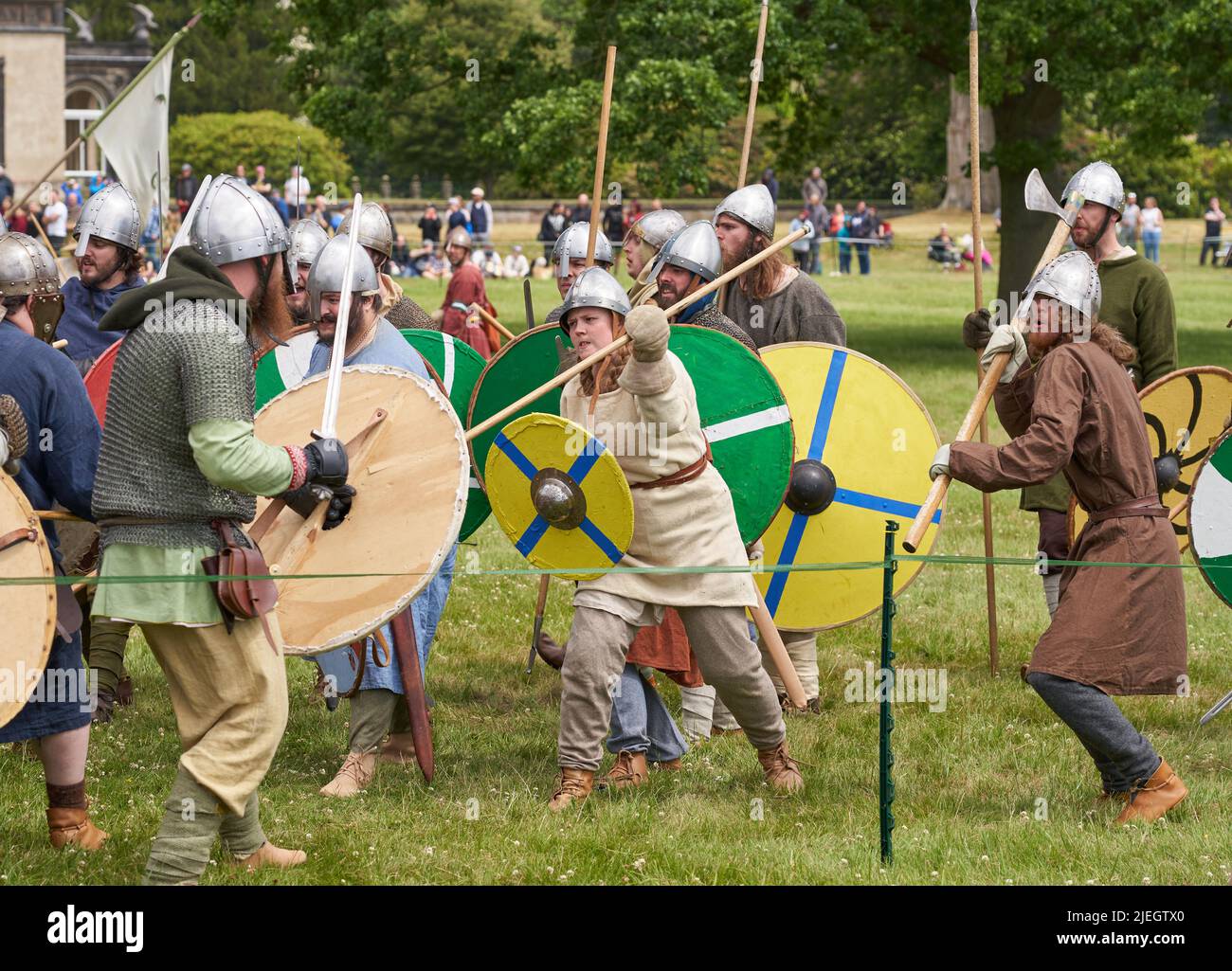 Viking and Anglo Saxon Battle reenactment scene Stock Photo - Alamy