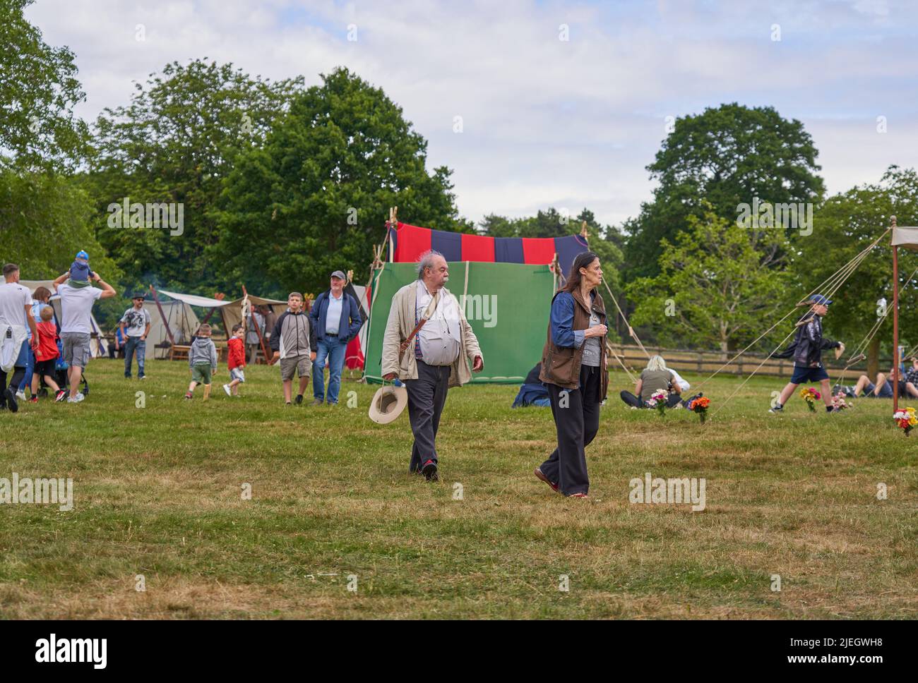 Visitors at a Viking reenactment event in Derbyshire, UK 2022 Stock
