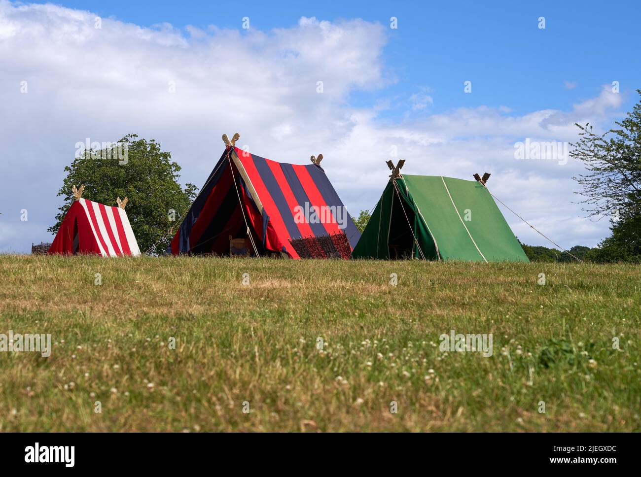 Canvas tents at a Viking reenactment festival Stock Photo Alamy