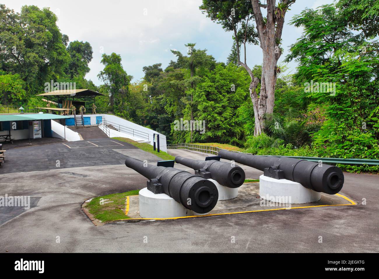 Sentosa Island, Singapore : October 20, 2019 - Cannon placed at Fort Siloso Stock Photo