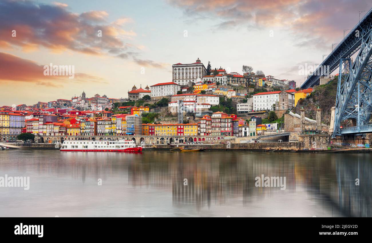 Porto skyline - Portugal at sunset Stock Photo