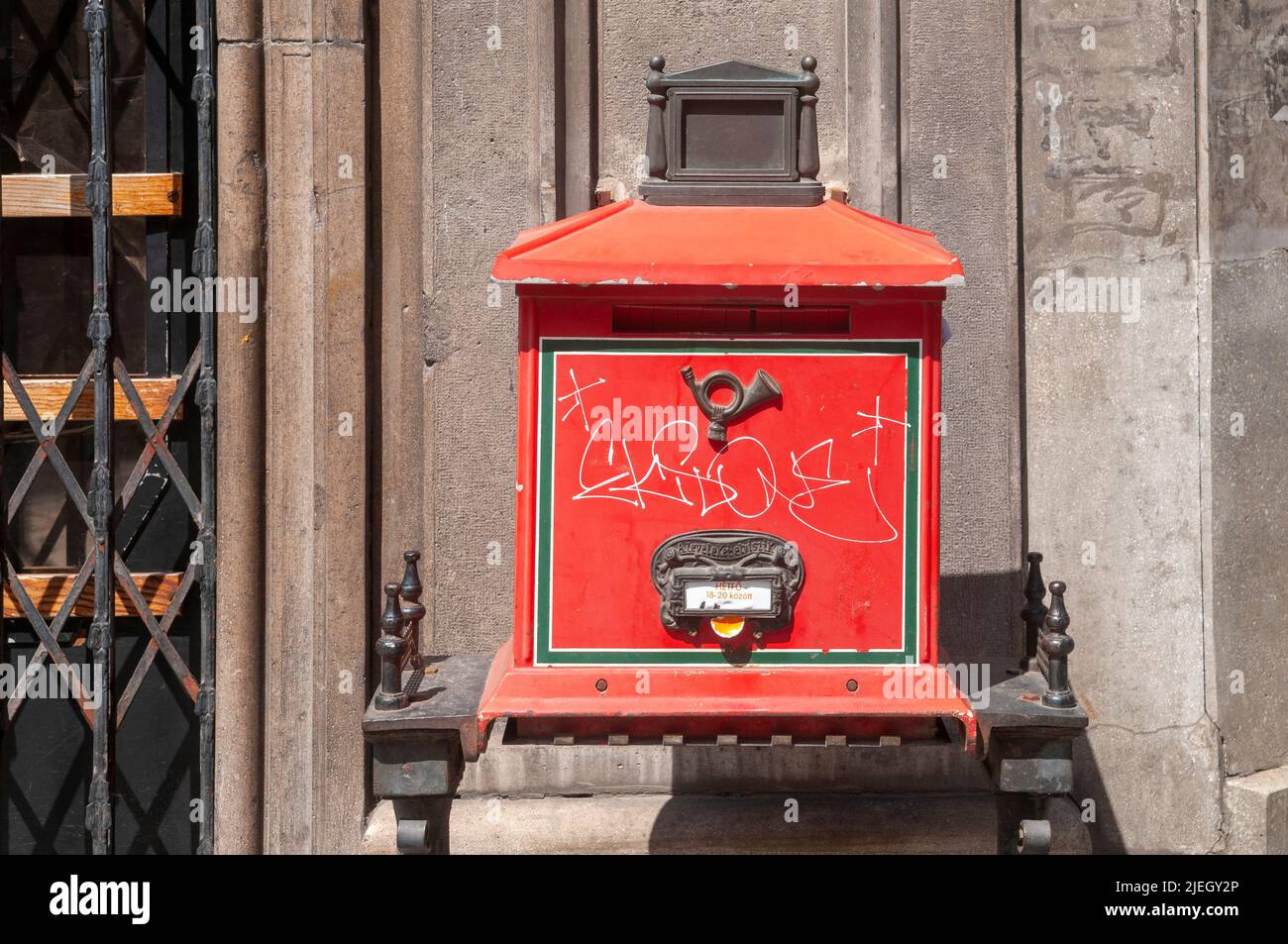 Budapest, Hungary, Red Postbox Stock Photo