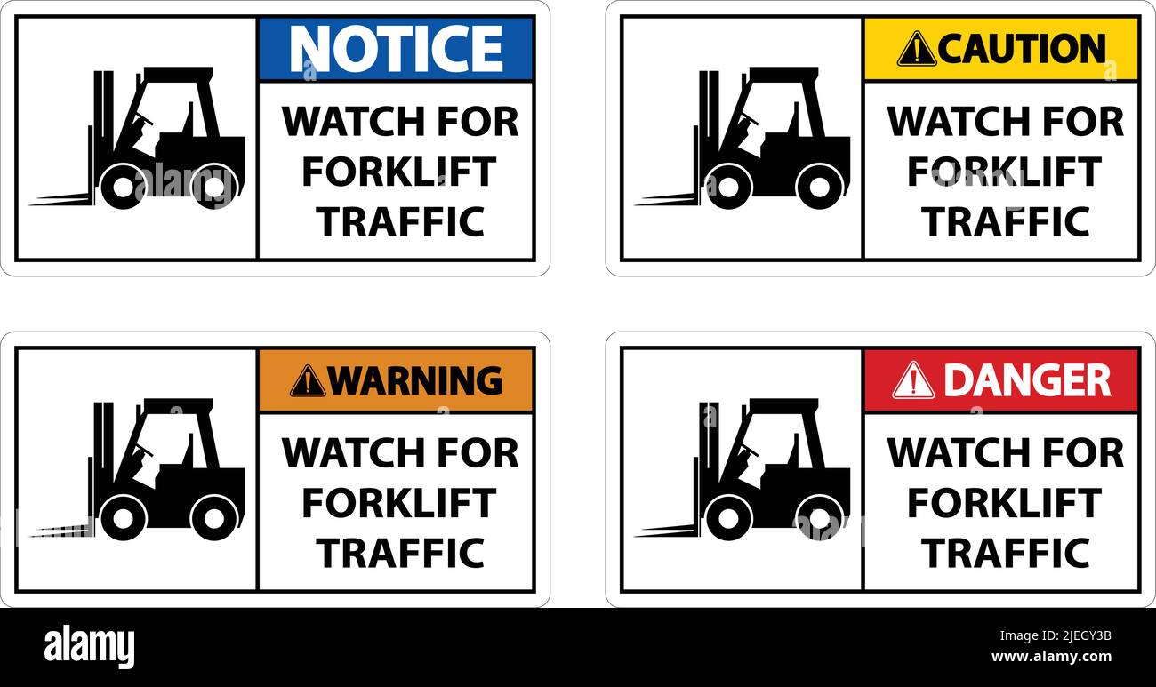 2-Way Watch For Forklift Traffic Sign On White Background Stock Vector ...