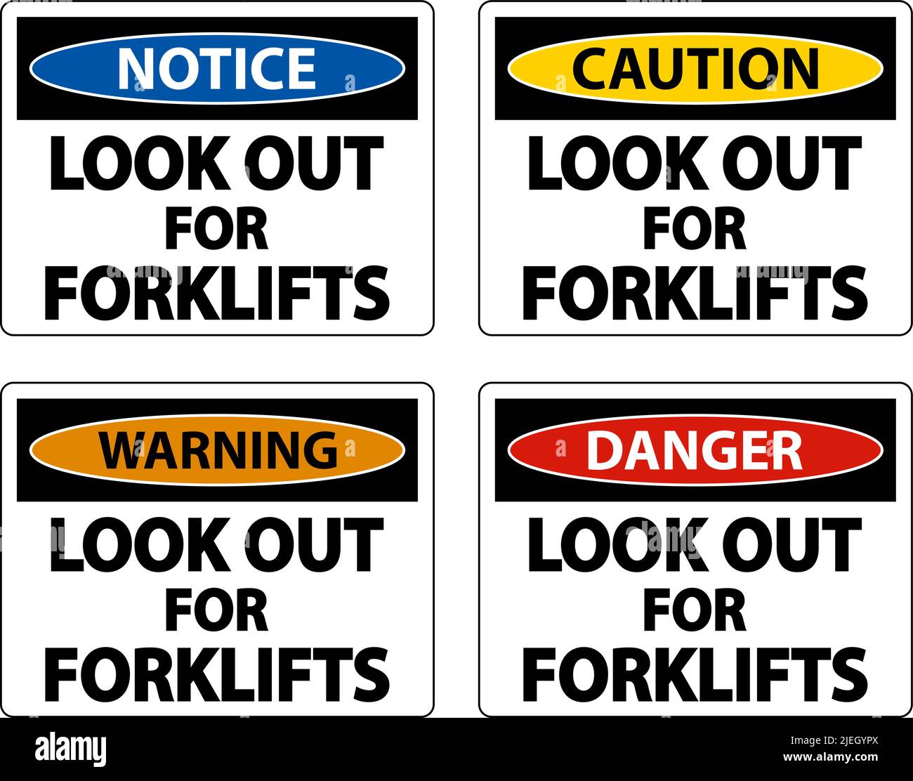 Caution Look Out For Forklifts Sign On White Background Stock Vector ...