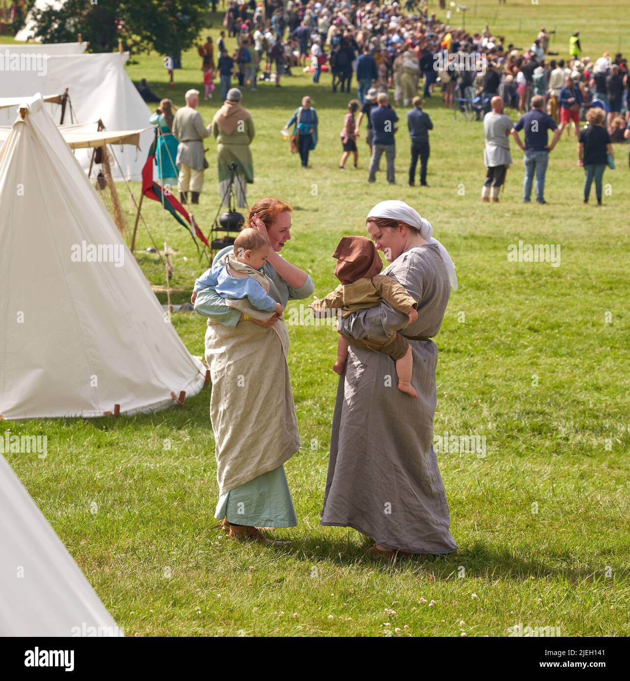 Anglo Saxon mothers reenactment at the Viking festival 2022 Stock Photo