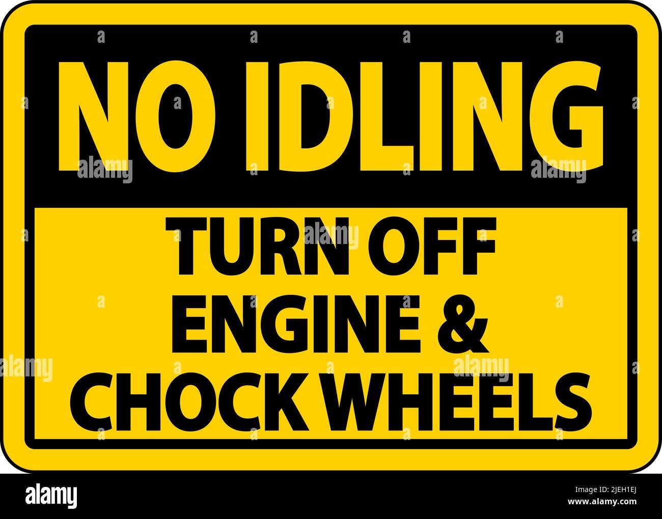 Turn Off Engine and Chock Wheels Sign On White Background Stock Vector