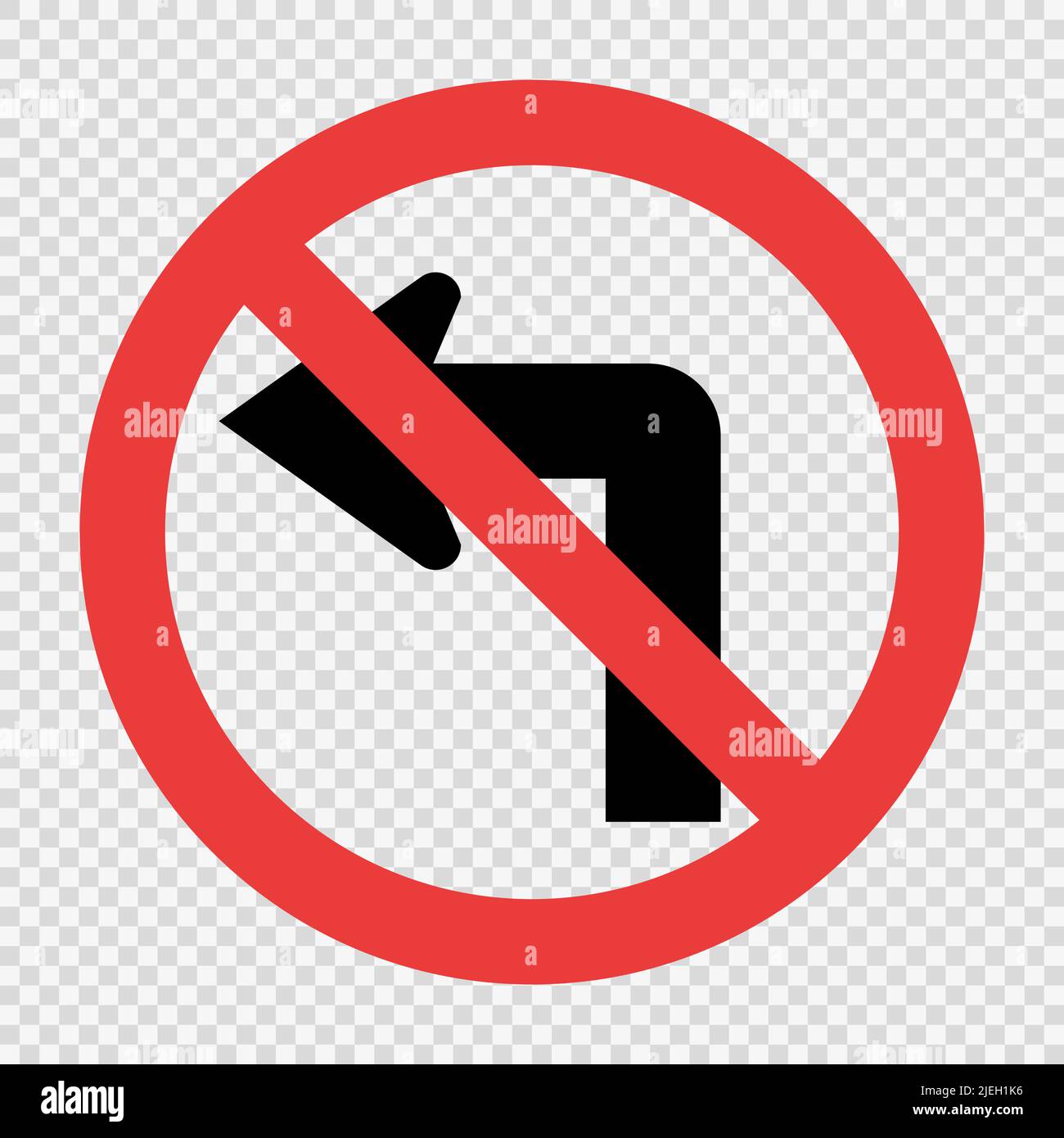 Do not turn left traffic sign on transparent background,vector illustration Stock Vector