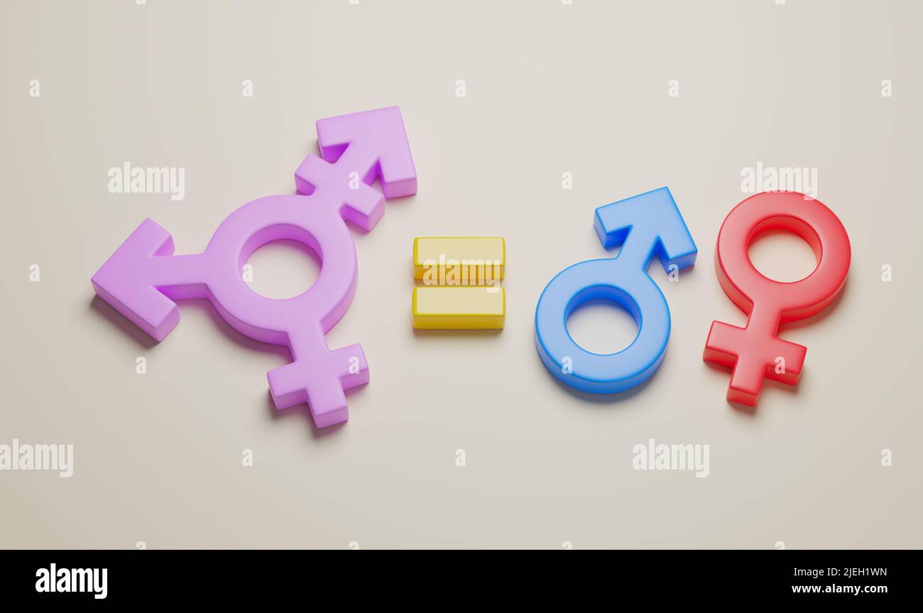 Equal rights for transgender people. Social equality by gender. 3d render. Stock Photo