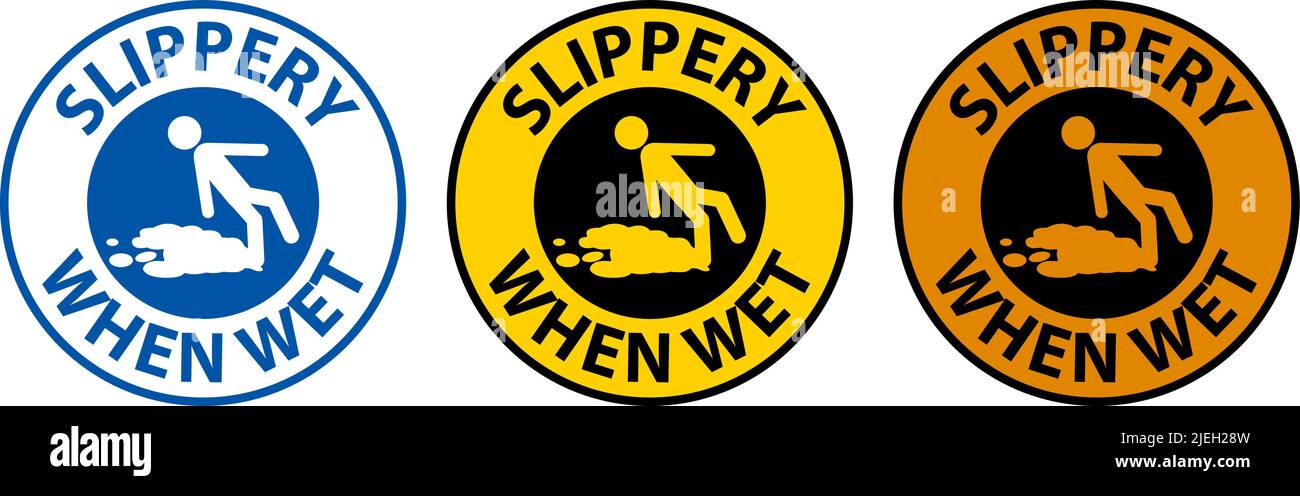 Slippery When Wet Floor Sign On White Background Stock Vector Image