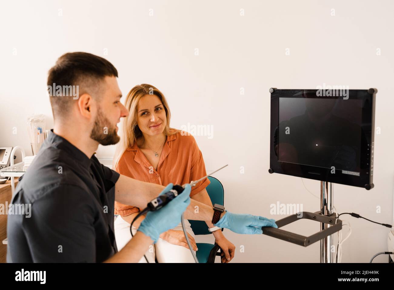 Rhinoscopy and endoscopy of nose and ears. Consultation with ENT