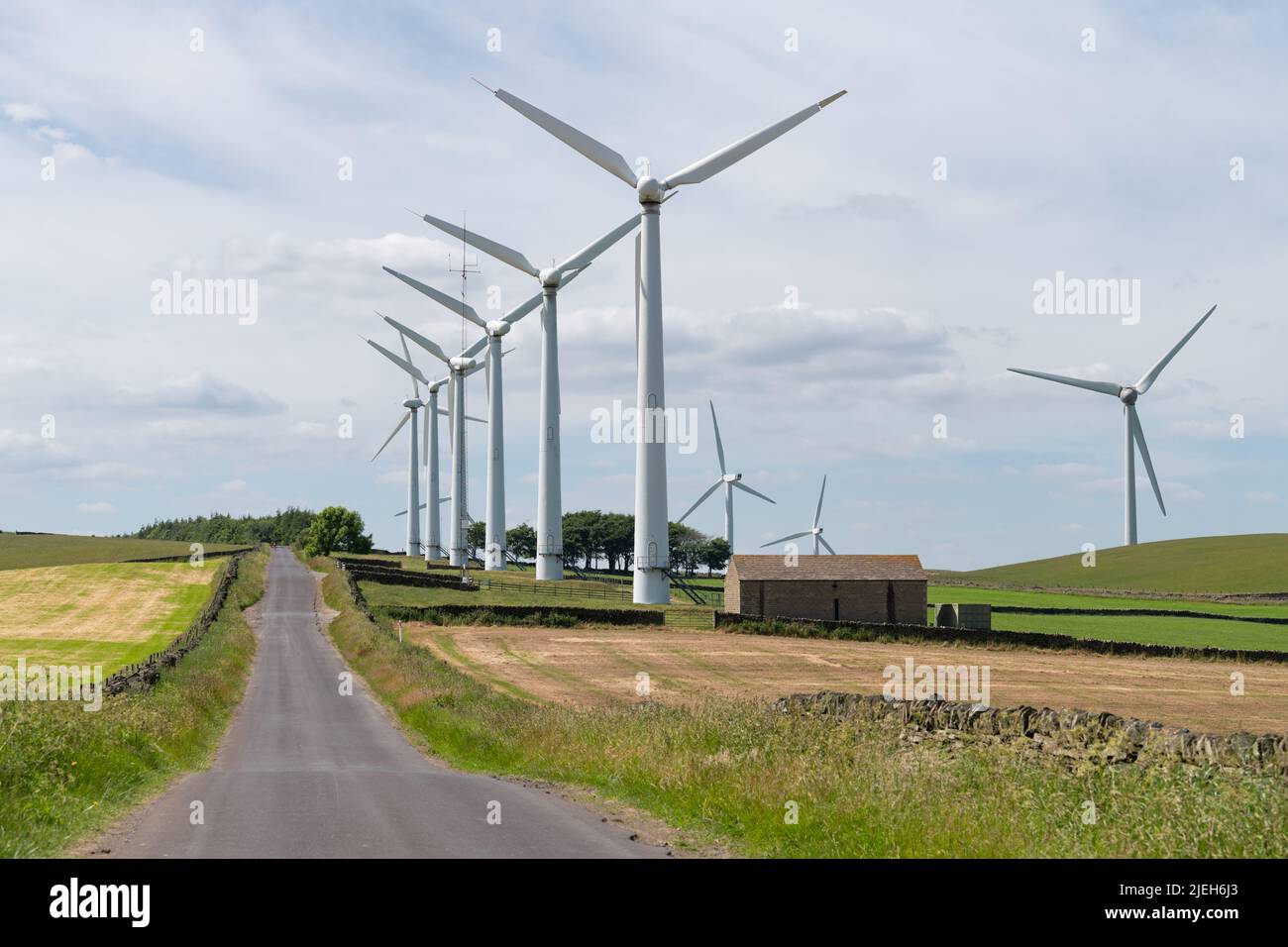 Royd Moor wind farm, Whitley Road, Thurlstone, Penistone, South Yorkshire, England, UK Stock Photo