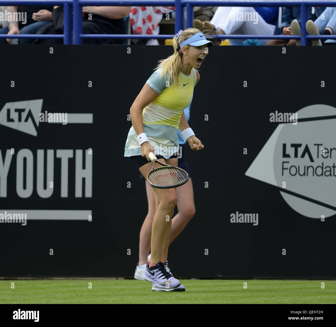Katie Boulter (GB) playing against Karolina Pliskova (who she beat) on