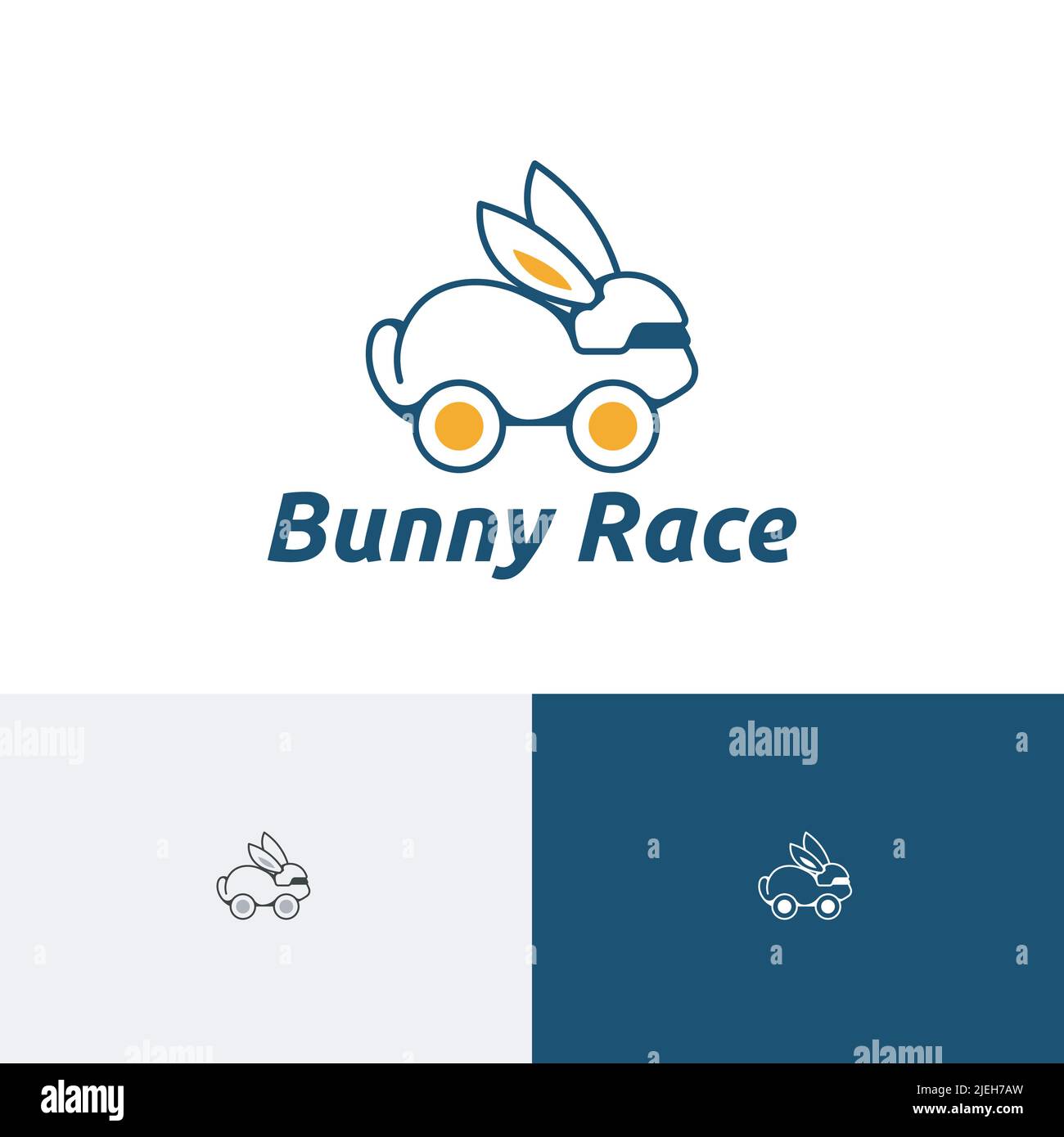 Bunny Race Rabbit Car Fun Ride Automotive Logo Stock Vector