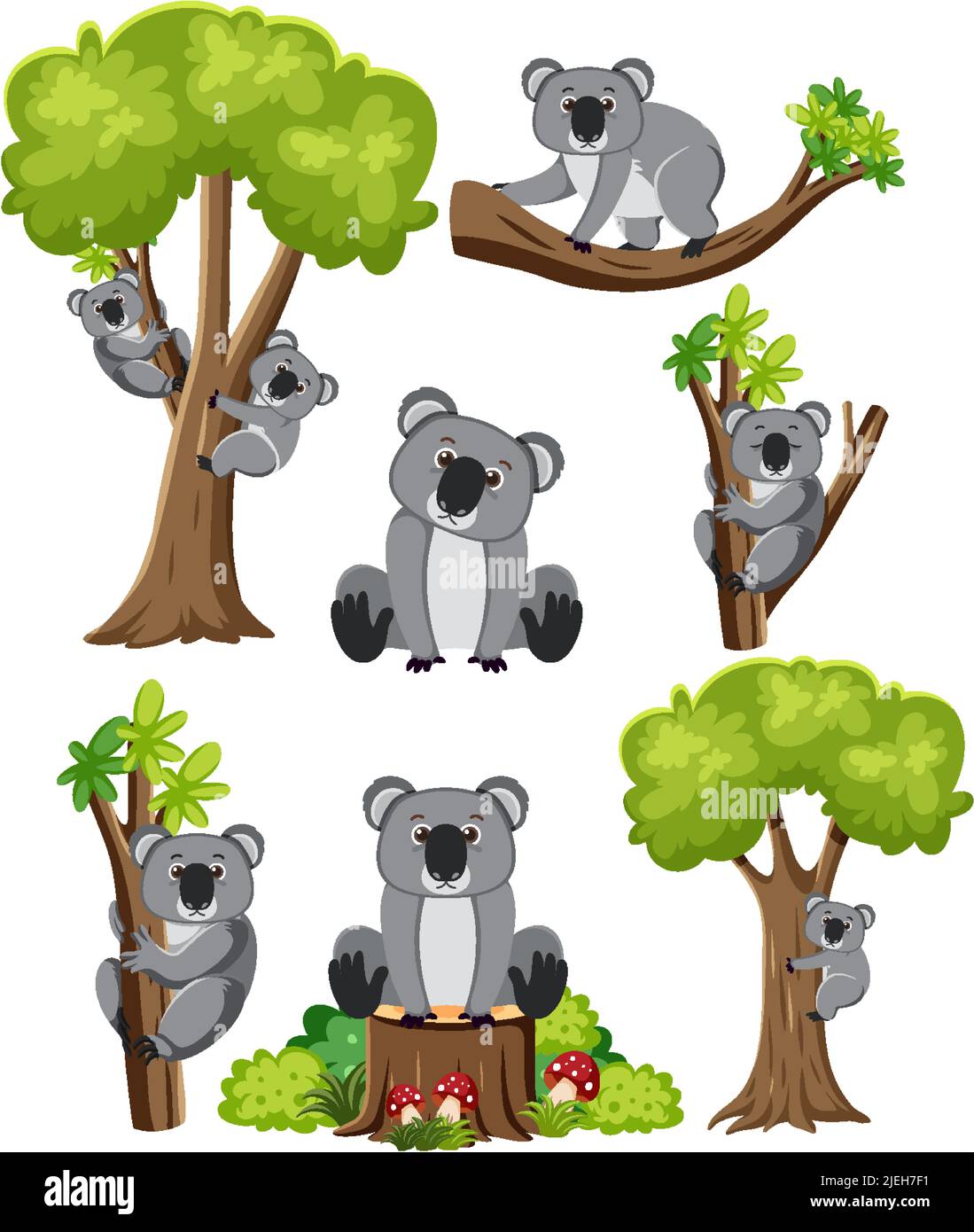 Wild animals set with nature elements illustration Stock Vector Image ...