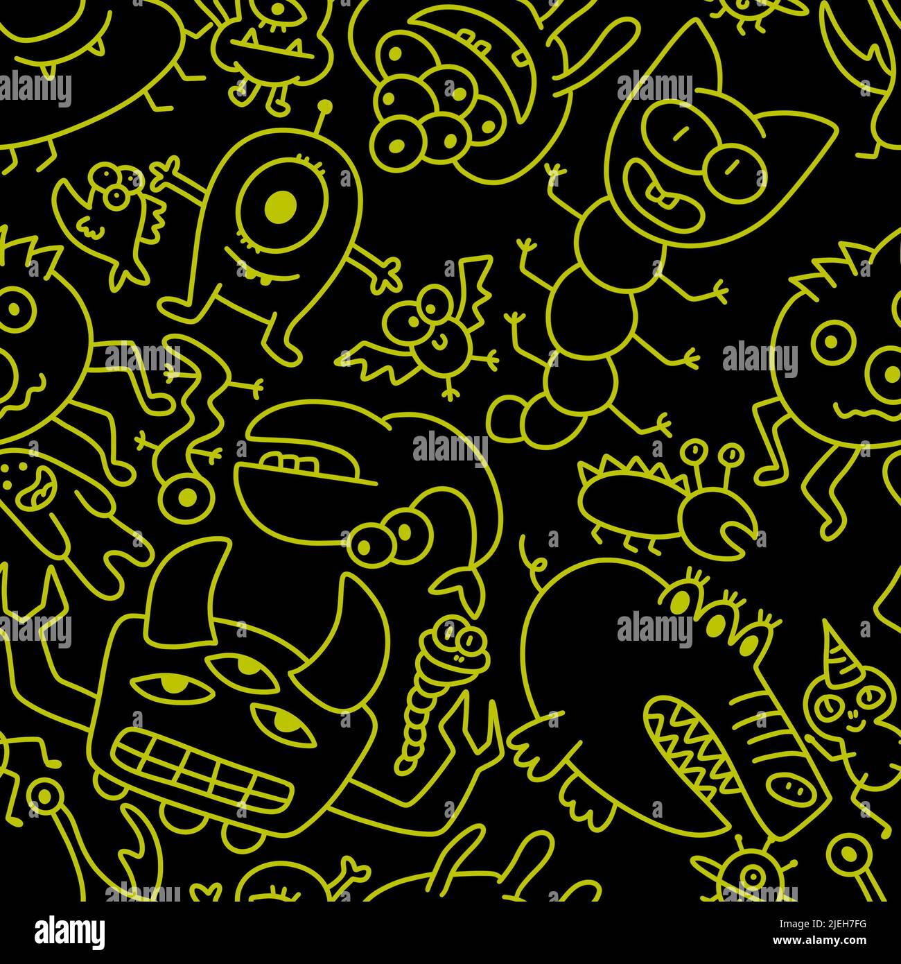 Kids seamless aliens and monsters pattern for fabrics and textiles and ...