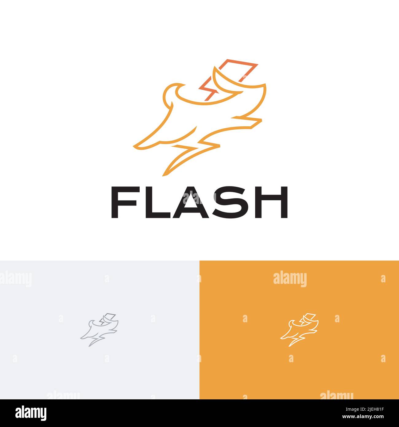 Bunny Rabbit Flash Bolt Thunder Run Electricity Energy Logo Stock Vector