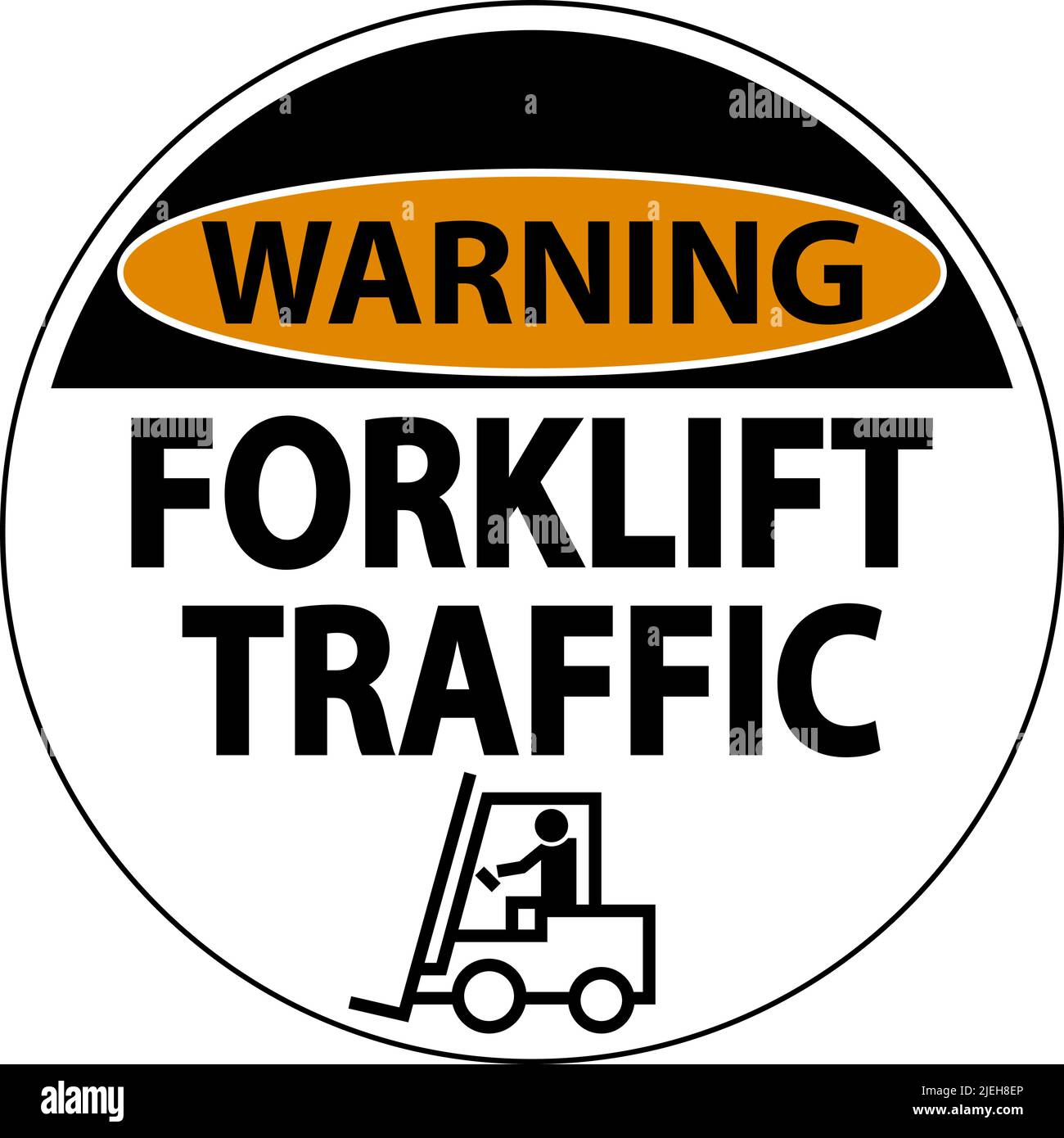 Warning Forklift Traffic Floor Sign On White Background Stock Vector ...
