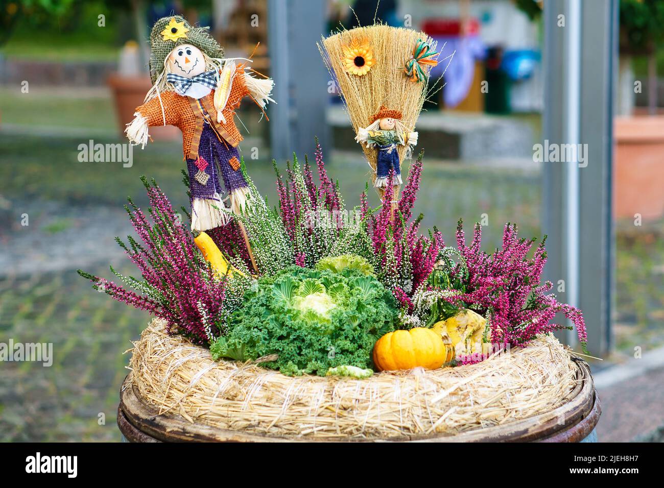 autumnal decoration with the fruits and vegetables of the region
