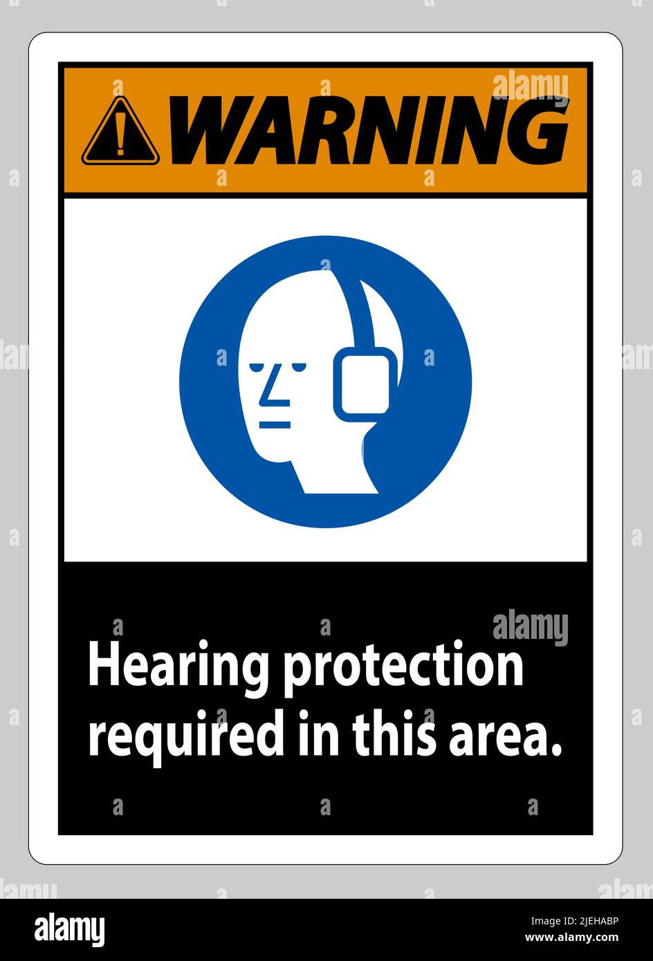 Warning PPE Sign Hearing Protection Required In This Area with Symbol