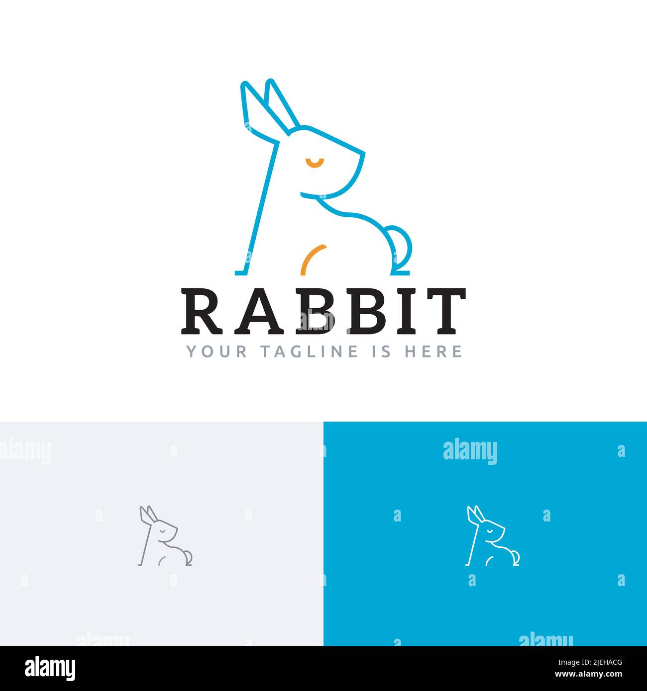 Elegant Rabbit Bunny Hare Monoline Simple Logo Stock Vector
