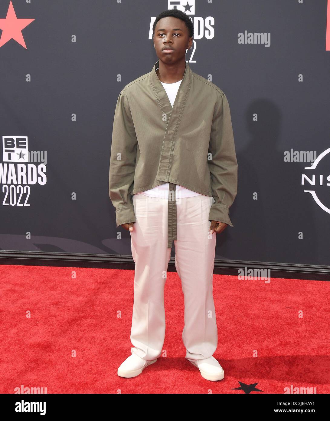 Los Angeles, USA. 26th June, 2022. Alex Hibbert arrives at the BET Awards 2022 held at the Microsoft Theater in Los Angeles, CA on Sunday, ?June 26, 2022. (Photo By Sthanlee B. Mirador/Sipa USA) Credit: Sipa USA/Alamy Live News Stock Photo