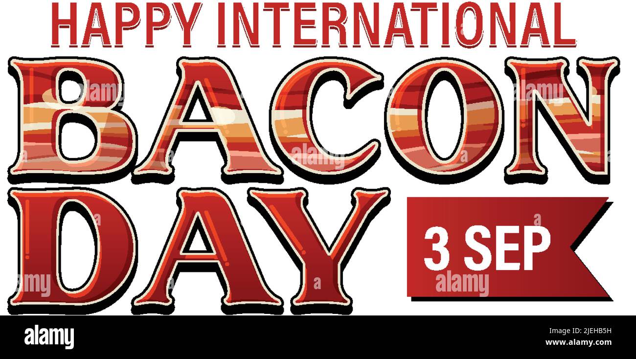 International bacon day logo banner illustration Stock Vector Image