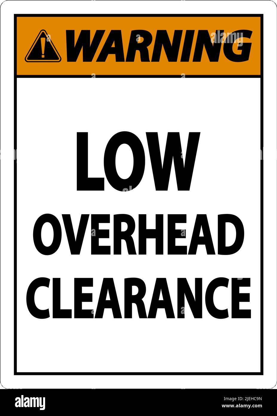 Warning Low Overhead Clearance Sign On White Background Stock Vector