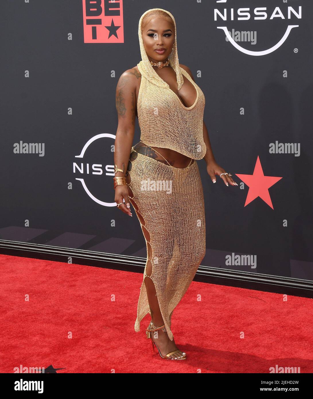 Los Angeles, USA. 26th June, 2022. DreamDoll arrives at the BET Awards 2022 held at the Microsoft Theater in Los Angeles, CA on Sunday, ?June 26, 2022. (Photo By Sthanlee B. Mirador/Sipa USA) Credit: Sipa USA/Alamy Live News Stock Photo
