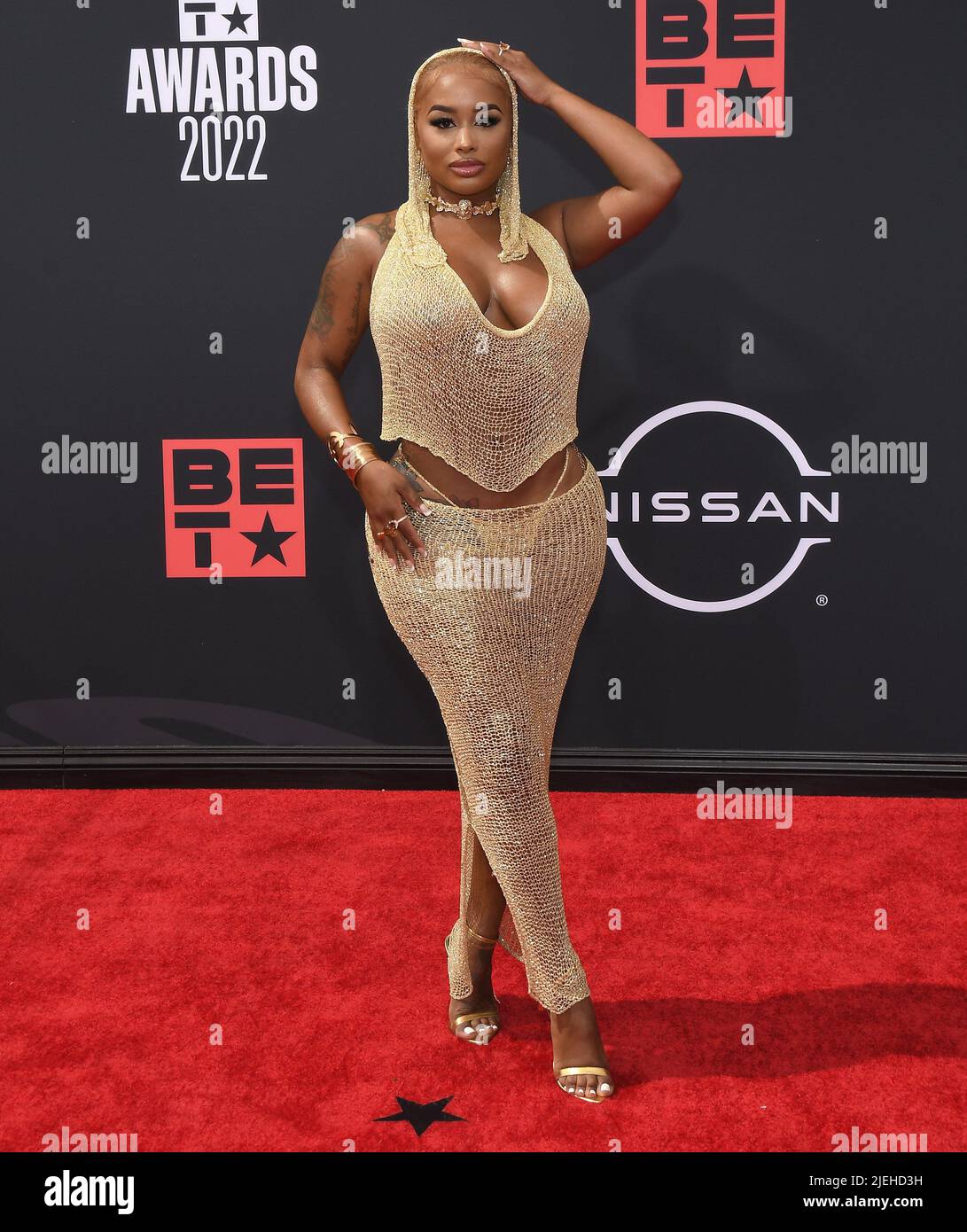 Los Angeles, USA. 26th June, 2022. DreamDoll arrives at the BET Awards 2022 held at the Microsoft Theater in Los Angeles, CA on Sunday, ?June 26, 2022. (Photo By Sthanlee B. Mirador/Sipa USA) Credit: Sipa USA/Alamy Live News Stock Photo
