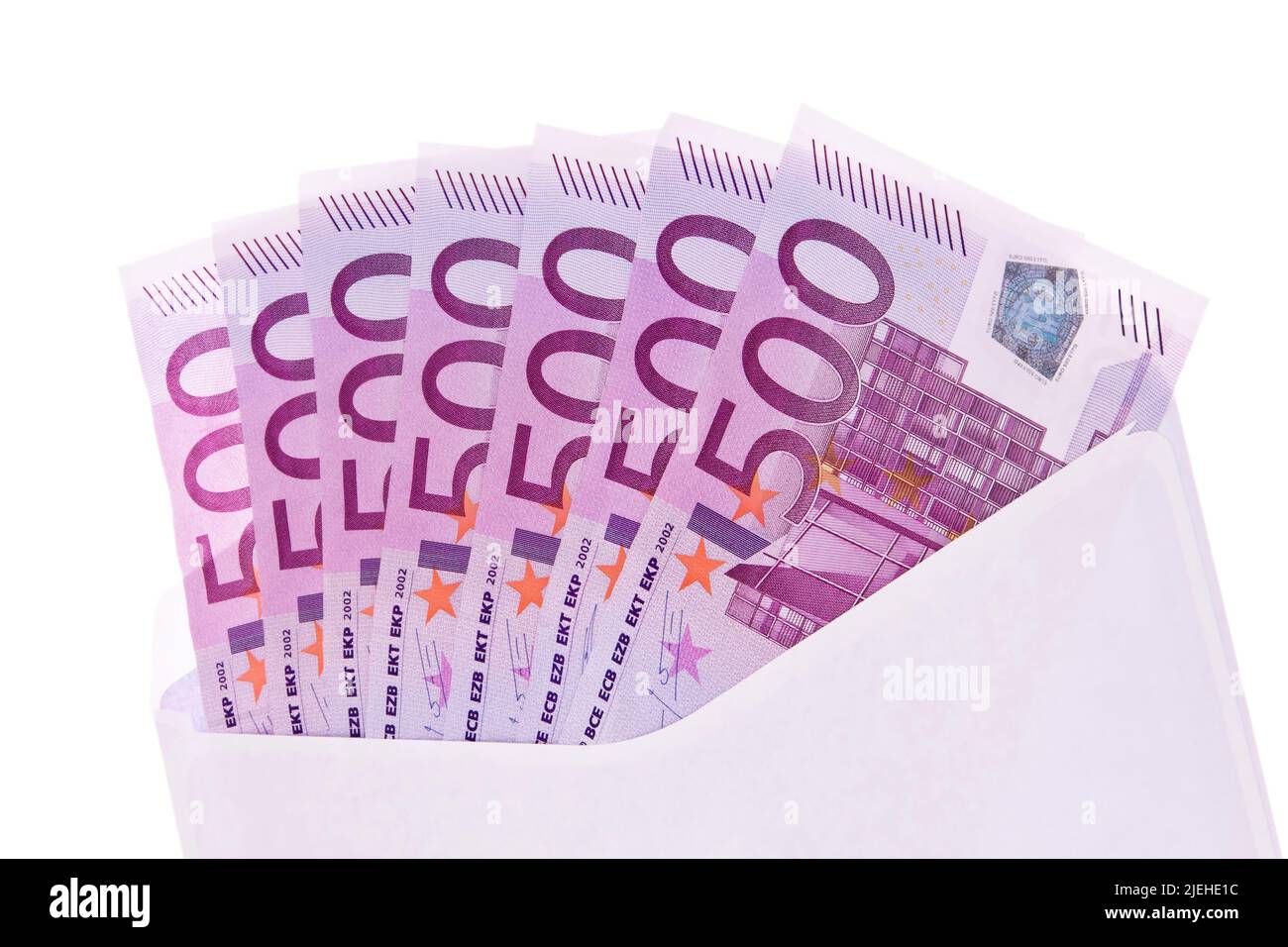 Viele 500er Euro-Banknote im Briefumschlag Stock Photo