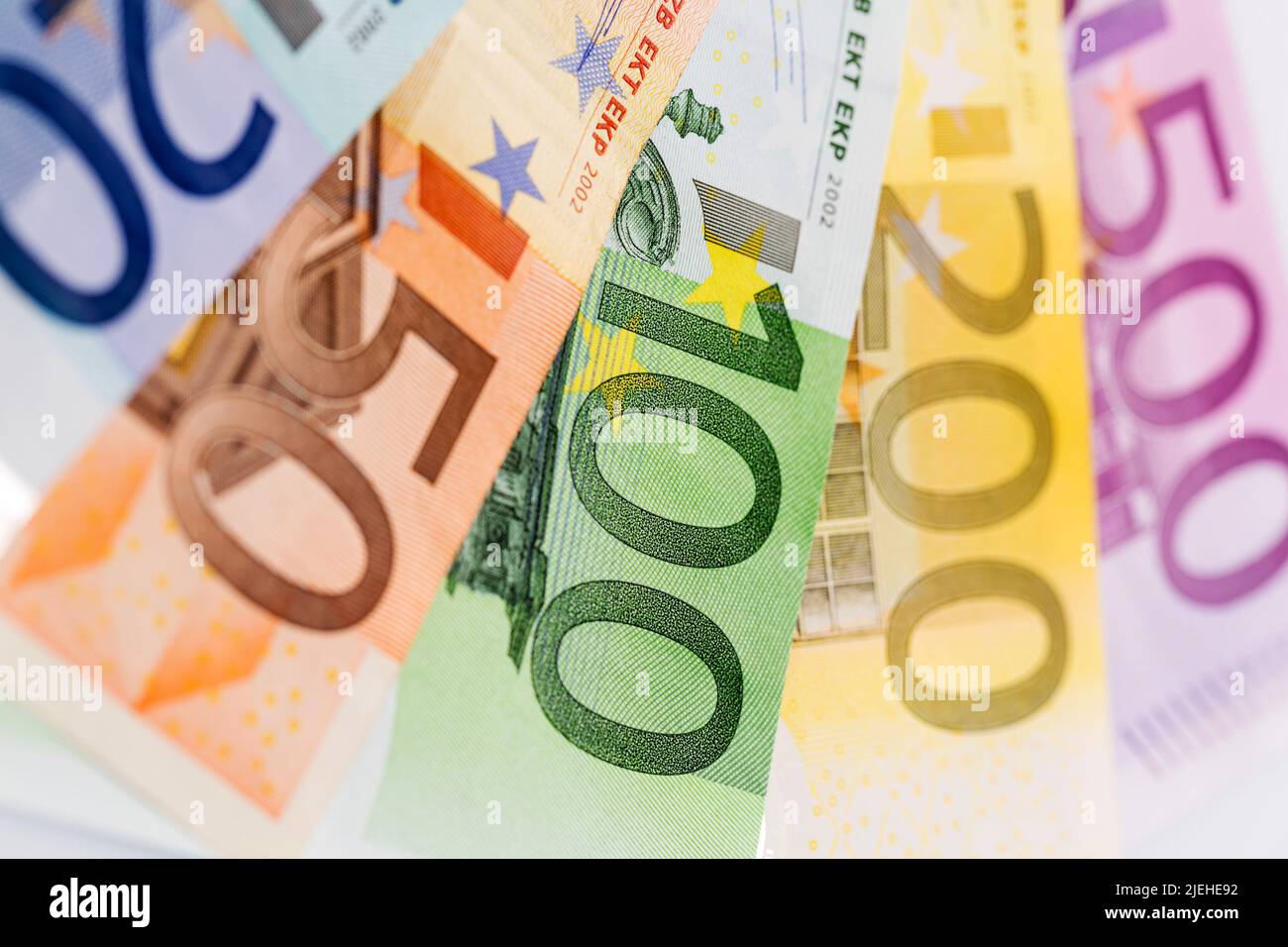 Viele Euro Geldscheine der Europaeischen Union. Stock Photo