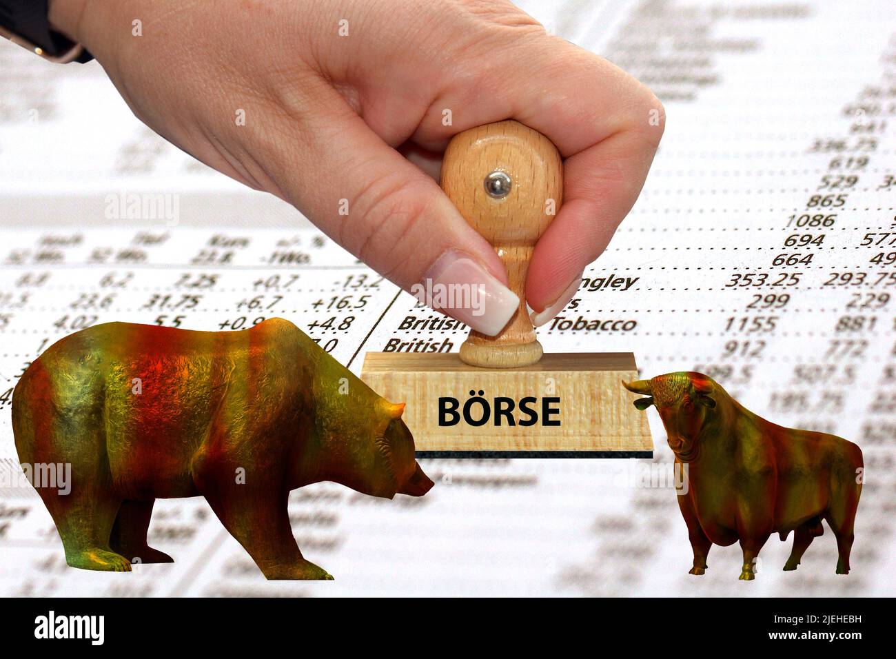 Börse, Aktien, Aktienkurse, Bärenmarkt, fallende Kurse, Bulle und Bär