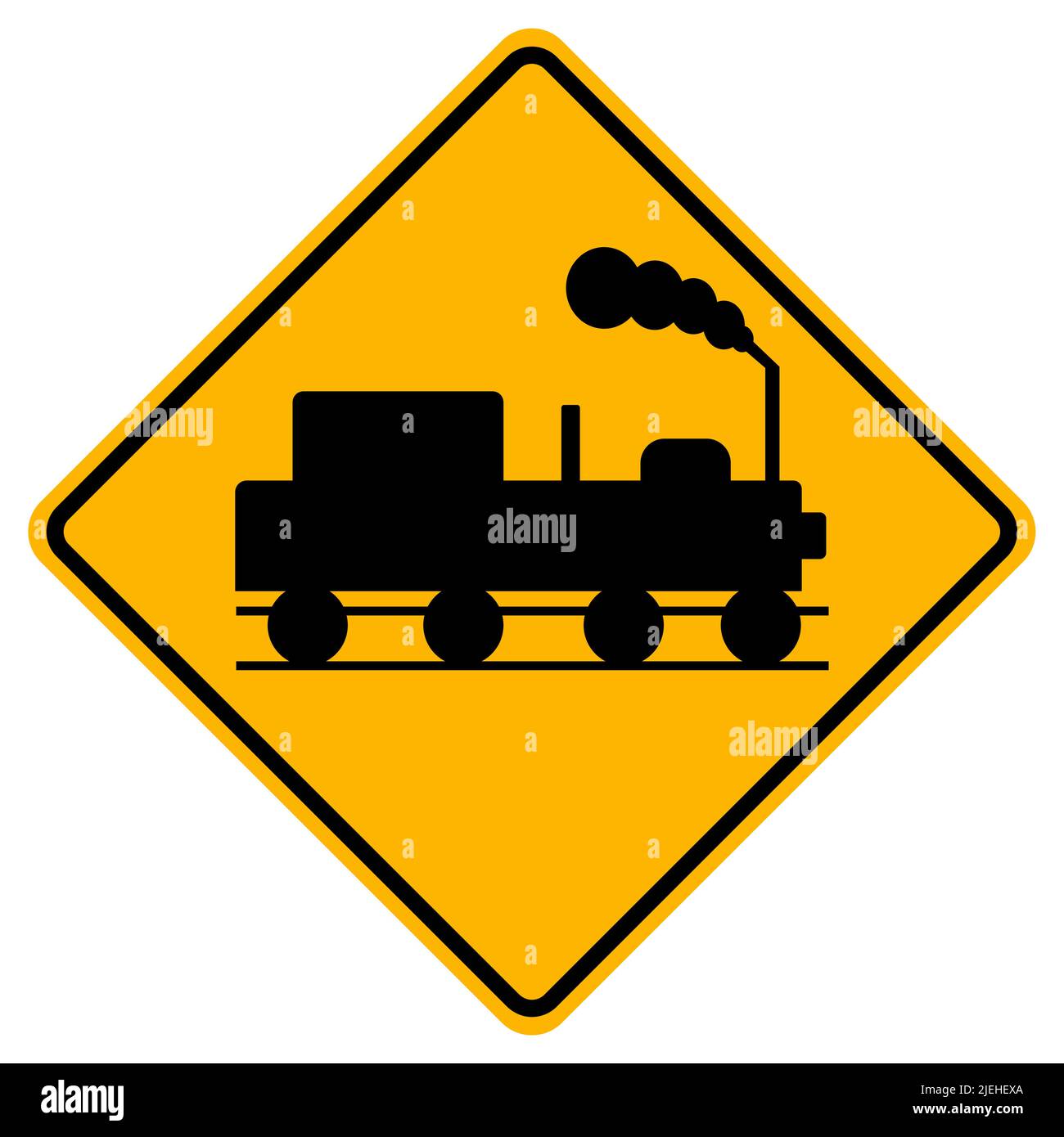 Warning signs Railway crossing without gates on white background Stock Vector