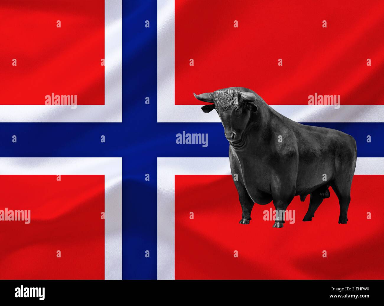 Die Flagge von Norwegen, Skandinavien, Europa, Stock Photo
