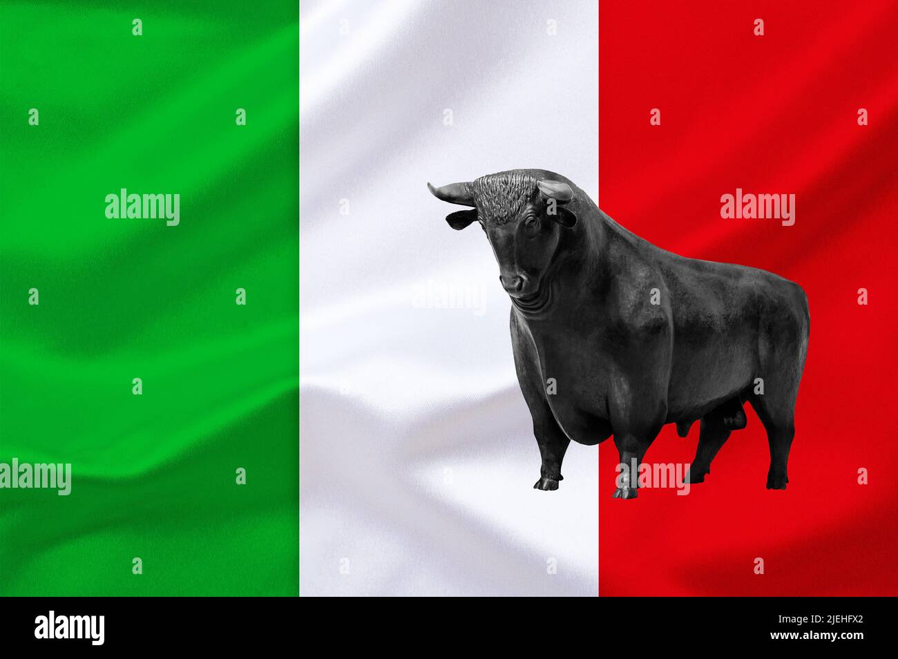 Die Flagge von Italien, Hauptstadt ist Rom, Währung ist der Euro, Europäische Union, EU, Stock Photo