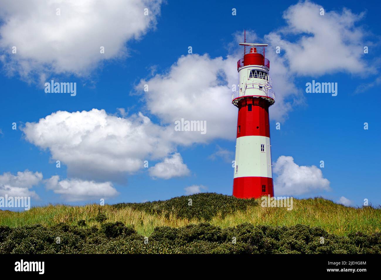 Der elektrische Leuchtturm von Borkum, Ostfriesland, Ostfriesische Inseln, Niedersachsen, Deutschland, Stock Photo