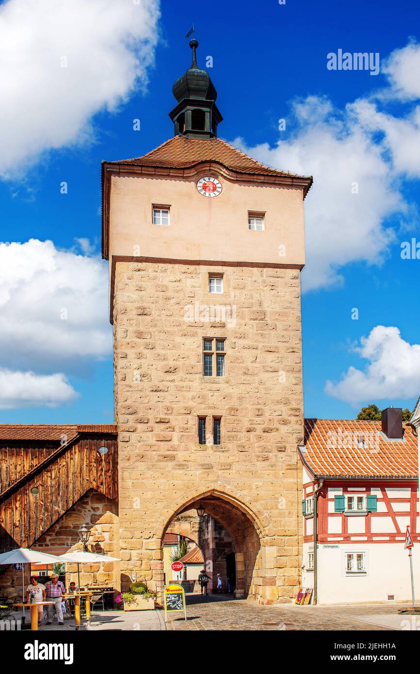 Stadt Wolframs-Eschenbach-Oberes Tor • Bayern, Deutschland Stock Photo