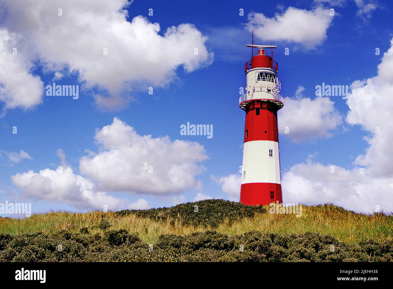 Der elektrische Leuchtturm von Borkum, Ostfriesland, Ostfriesische Inseln, Niedersachsen, Deutschland, Stock Photo