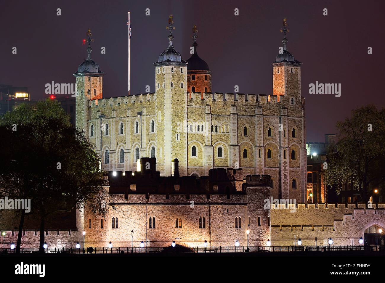 Nachtaufnahme, White Tower, Museum, Tower of London, UNESCO Weltkulturerbe, London, England, Großbritannien Stock Photo