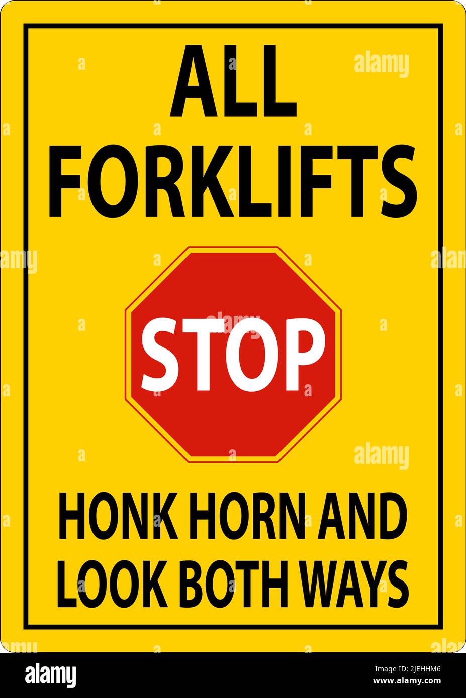Honk Horn and Look Both Ways Sign On White Background Stock Vector