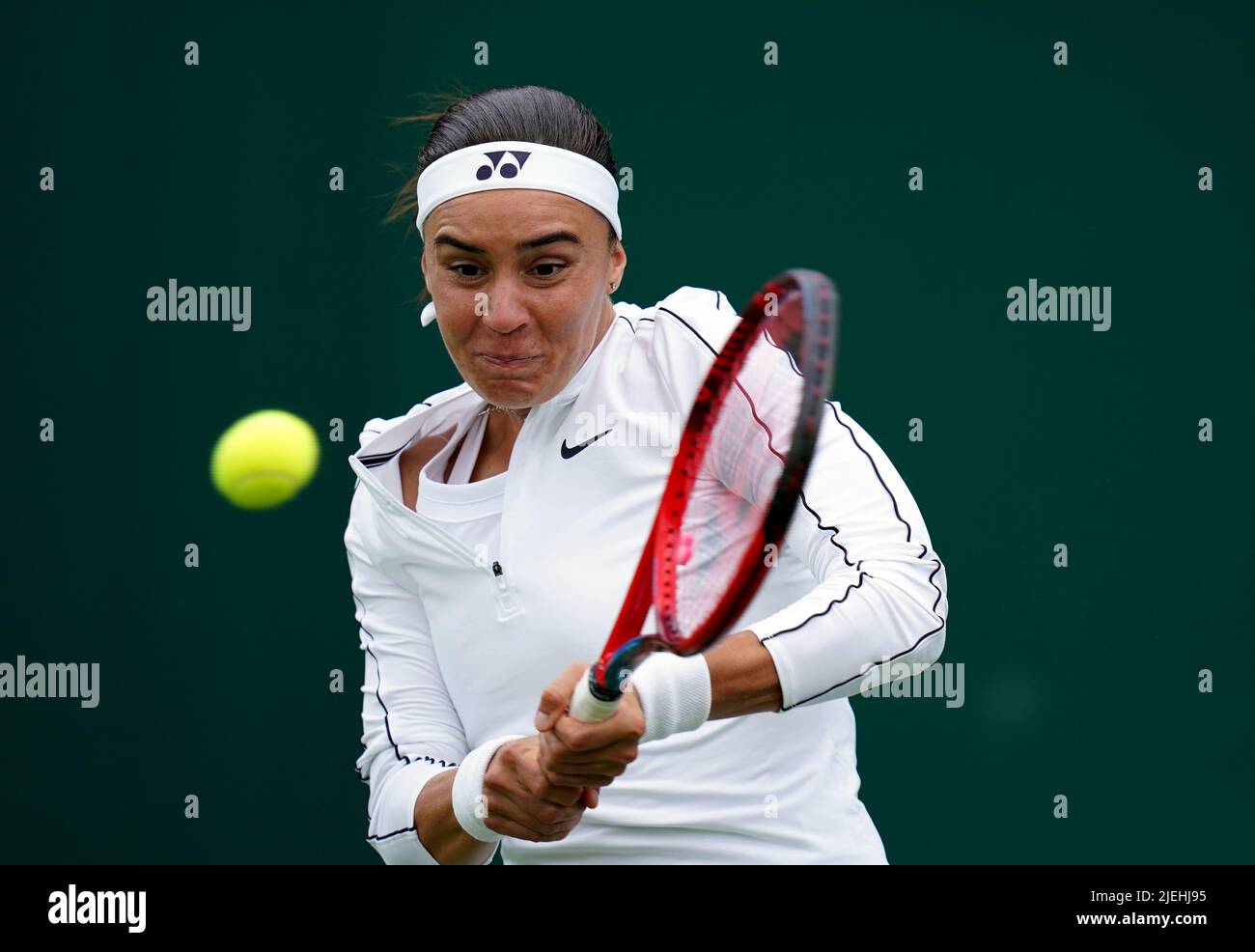 Anhelina Kalinina in action against Anna Bondar on day one of the 2022