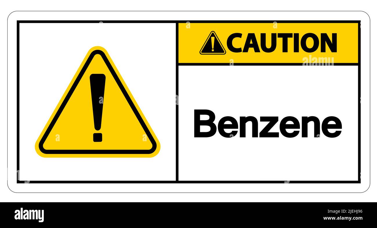 Caution Benzene Symbol Sign On White Background Stock Vector