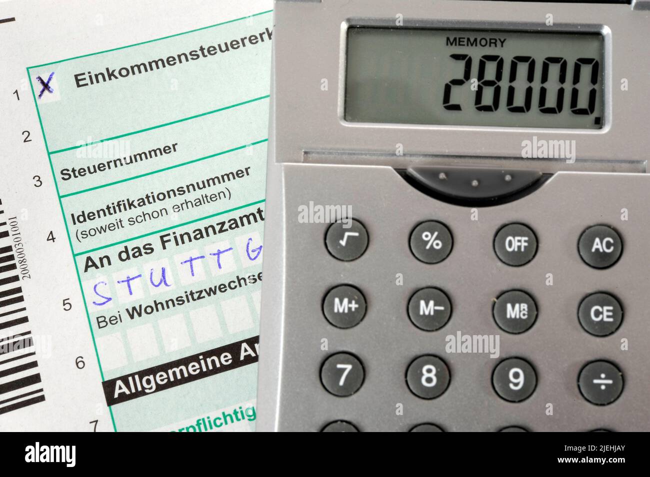 Einkommensteuererklärung Anlage Stock Photo