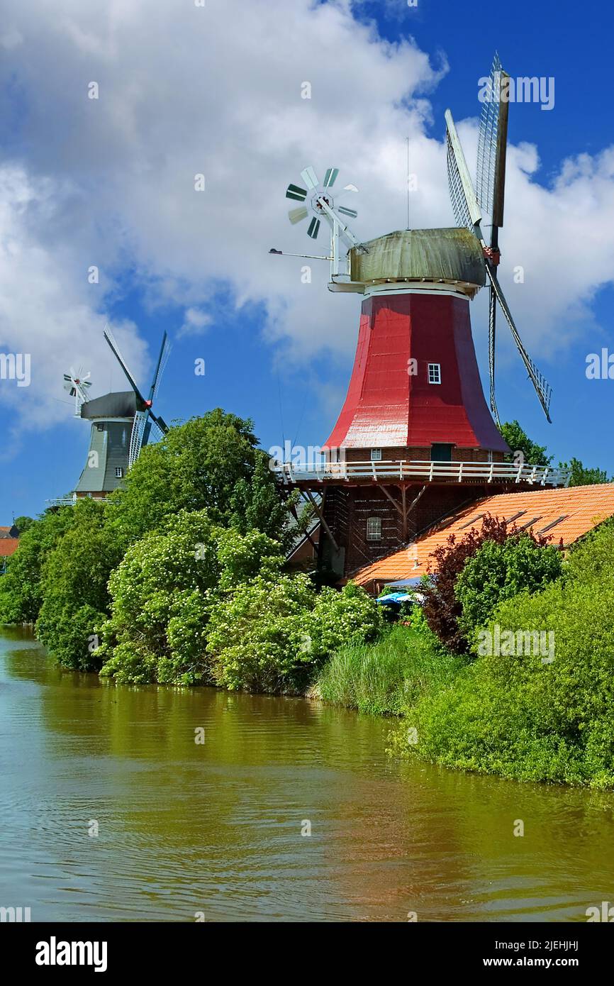 Deutschland, Niedersachsen, Ostfriesland, Greetsiel, Mühle, Mühlen, Muehlen, Zwillingsmühlen 