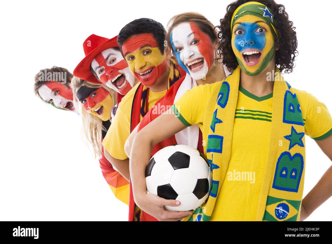 Fussballfans aus aller Welt zeigen Emotionen Stock Photo