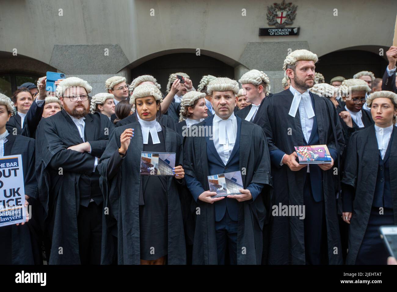 London, England, UK. 27th June, 2022. Barristers start strike action outside Central Criminal ...