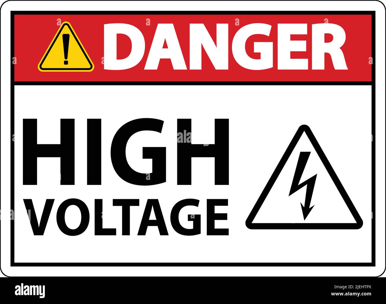 Danger High Voltage Sign On White Background Stock Vector