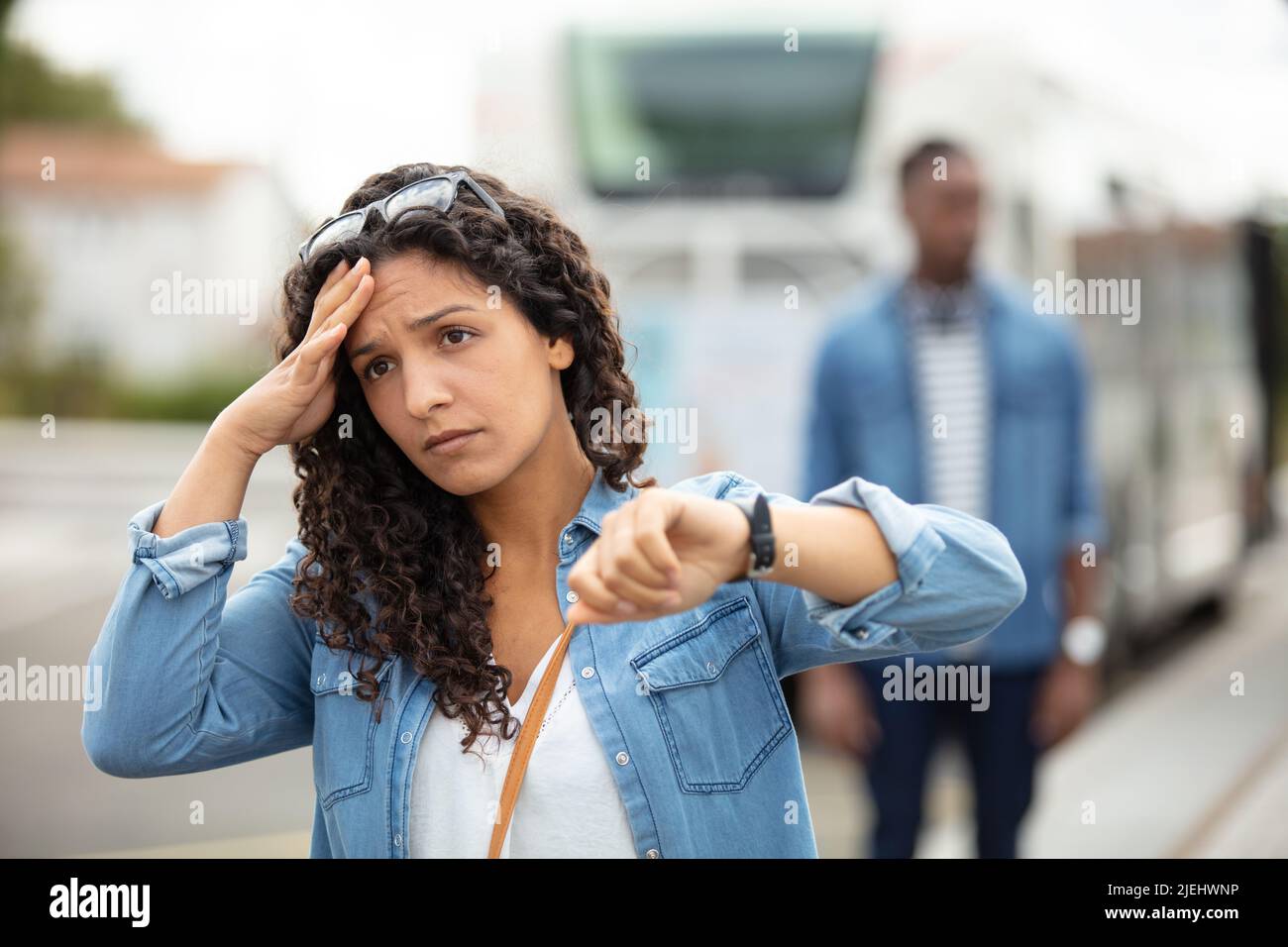 the train is late again Stock Photo Alamy