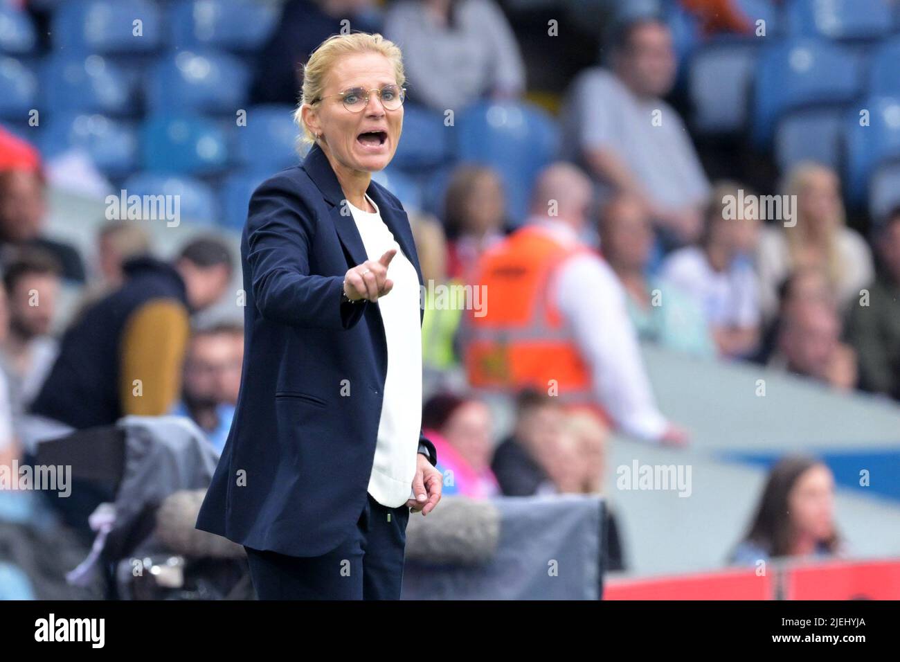 LEEDS - England women's trainer coach manager Sarina Wiegman during the England women's international friendly against the Netherlands at Elland Road Stadium on June 24, 2022 in Leeds, United Kingdom. ANP GERRIT VAN COLOGNE Stock Photo